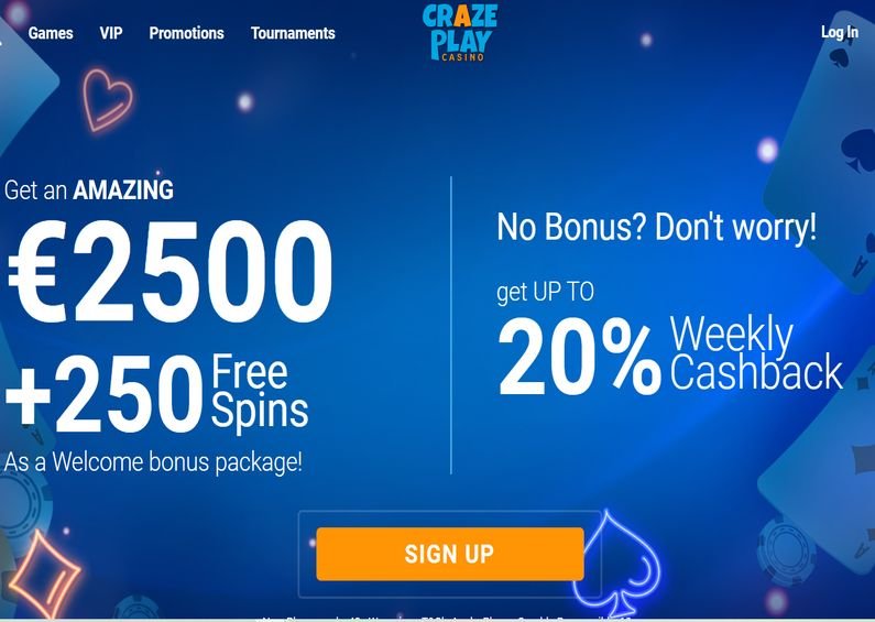 CrazePlay Casino Übersicht ☑️ | 300% bis zu €2500 + 250 FS 🔥