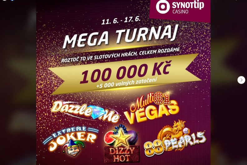 Das Juni-MEGA-Turnier um 100.000 CZK und 5.000 Freispiele in SynotTIP beginnt heute!