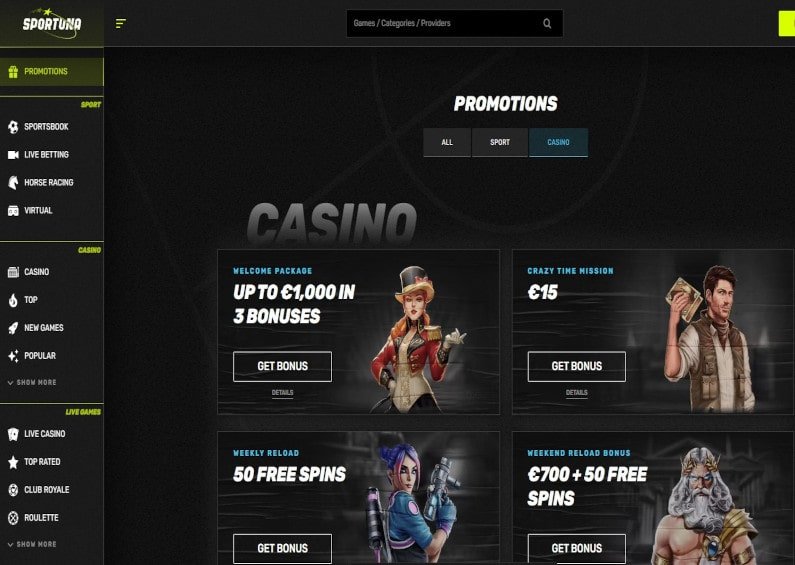 Sportuna Casino Bewertung ☑️ | 100% bis zu €1.000🔥