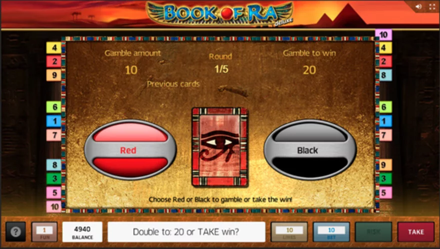 Funkce Gamble (Double) - výhernà automat Book of Ra Deluxe