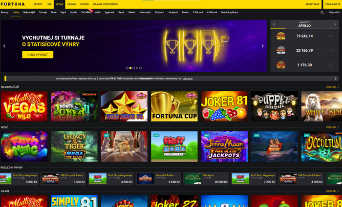 Fortuna Vegas Casino - hlavní stránka