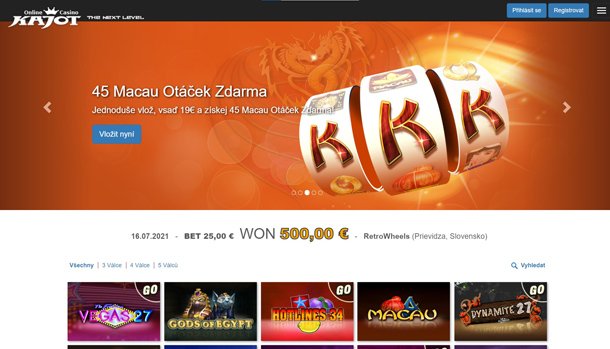 Kajot Casino home page